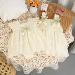 2026 New Summer Baby Clothes Sweet Infant Girls Tulip Bodysuit Flying Sleeve Princess Dress Sister Dress Toddler Outwear
