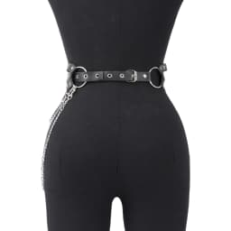 Punk Gothic Adjustable Multi‑layer PU Leather Waist‑leg Harness Belt with Chain Decor for Women, Street‑style Body Chain Accesso