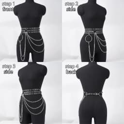 Punk Gothic Adjustable Multi‑layer PU Leather Waist‑leg Harness Belt with Chain Decor for Women, Street‑style Body Chain Accesso