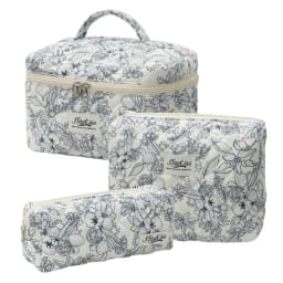3Pcs Cotton Quilted Makeup Bag Set Women Zipper Cosmetic Organizer Female Cloth Handbag Portable Toiletry Case for Girls