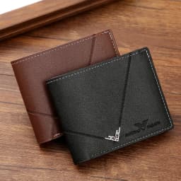 Lychee Texture Leather Card Clip Short Men'S Coin Purse Wallet Business-Style Cash Money Purse Multi Patchwork Card Slot Holder