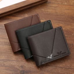 Lychee Texture Leather Card Clip Short Men'S Coin Purse Wallet Business-Style Cash Money Purse Multi Patchwork Card Slot Holder