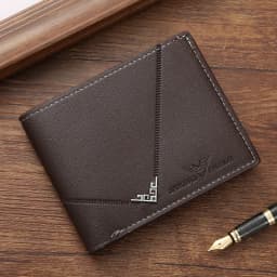 Lychee Texture Leather Card Clip Short Men'S Coin Purse Wallet Business-Style Cash Money Purse Multi Patchwork Card Slot Holder