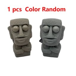 Stone Man Releases Stress Toy Slowly Rebounds Soft Moai Statue Squeeze Eyes Interested Expression Relaxes Stress Children's Gift