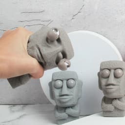 Stone Man Releases Stress Toy Slowly Rebounds Soft Moai Statue Squeeze Eyes Interested Expression Relaxes Stress Children's Gift