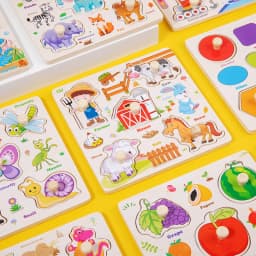 Wooden Puzzle Montessori Toys for Kids Cartoon Animal Traffic Hand Grab Boards Early Learning Educational Toys for Children