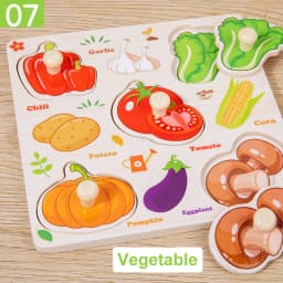 Wooden Puzzle Montessori Toys for Kids Cartoon Animal Traffic Hand Grab Boards Early Learning Educational Toys for Children