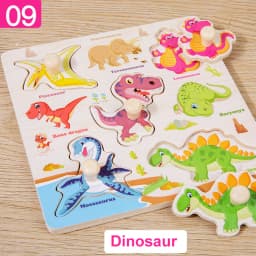 Wooden Puzzle Montessori Toys for Kids Cartoon Animal Traffic Hand Grab Boards Early Learning Educational Toys for Children