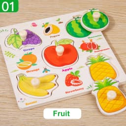 Wooden Puzzle Montessori Toys for Kids Cartoon Animal Traffic Hand Grab Boards Early Learning Educational Toys for Children