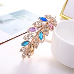 Crystal Floral Hairpin Girl Ladies Hairwear Jewelry For Women Rhinestone Alloy Hair Clip Party Barrettes Leaf AE024