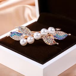 Crystal Floral Hairpin Girl Ladies Hairwear Jewelry For Women Rhinestone Alloy Hair Clip Party Barrettes Leaf AE024