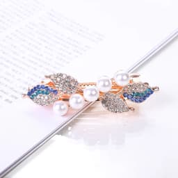 Crystal Floral Hairpin Girl Ladies Hairwear Jewelry For Women Rhinestone Alloy Hair Clip Party Barrettes Leaf AE024