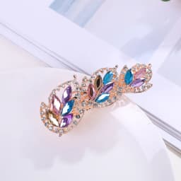Crystal Floral Hairpin Girl Ladies Hairwear Jewelry For Women Rhinestone Alloy Hair Clip Party Barrettes Leaf AE024