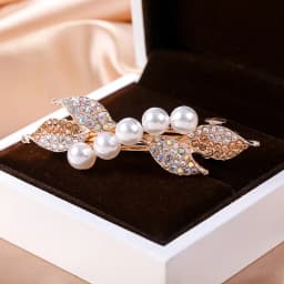 Crystal Floral Hairpin Girl Ladies Hairwear Jewelry For Women Rhinestone Alloy Hair Clip Party Barrettes Leaf AE024