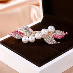 Crystal Floral Hairpin Girl Ladies Hairwear Jewelry For Women Rhinestone Alloy Hair Clip Party Barrettes Leaf AE024