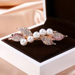 Crystal Floral Hairpin Girl Ladies Hairwear Jewelry For Women Rhinestone Alloy Hair Clip Party Barrettes Leaf AE024