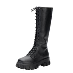 Women's Mid Calf Boots Padded Shoes Knee High Winter Sneakers Punk Style Military Casual White Black 2024 Lucury Platform Woman