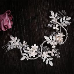 Wedding jewelry flower hair jewelry Rhinestone handmade pearl crystal leaf Hair Band Bridal headdress luxury female gift jewelry