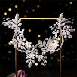 Wedding jewelry flower hair jewelry Rhinestone handmade pearl crystal leaf Hair Band Bridal headdress luxury female gift jewelry