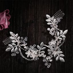 Wedding jewelry flower hair jewelry Rhinestone handmade pearl crystal leaf Hair Band Bridal headdress luxury female gift jewelry