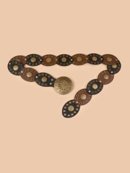 Vintage western Denim belt fashion handmade leather waist chain for women g big rivet hole PU leather belt western eyelet round