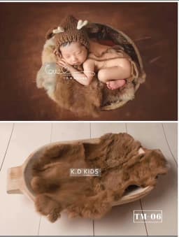 Newborn Photography Accessories Baby Blankets Natural Rabbit Fur Rug Infant Shoot Prop Soft Basket Filler Studio Photo Props