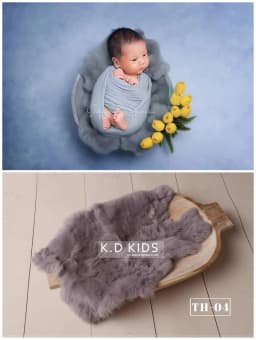 Newborn Photography Accessories Baby Blankets Natural Rabbit Fur Rug Infant Shoot Prop Soft Basket Filler Studio Photo Props