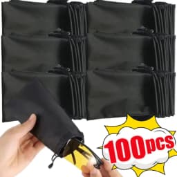 Sunglasses Storage Bag Women Men Black Waterproof Portable Storage Bag Dustproof Drawstring Fashion Glasses Bag Simple Accessory