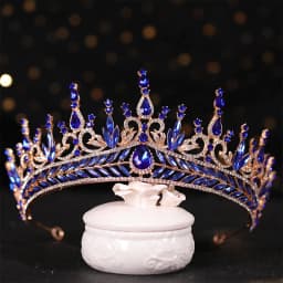 Bridal Crown Hair ornament blue Rhine Stone Crown Luxury Banquet Dress Crown Wedding Gold Hair Ornament Bridal Headdress