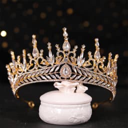 Bridal Crown Hair ornament blue Rhine Stone Crown Luxury Banquet Dress Crown Wedding Gold Hair Ornament Bridal Headdress