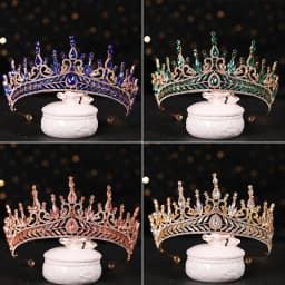 Bridal Crown Hair ornament blue Rhine Stone Crown Luxury Banquet Dress Crown Wedding Gold Hair Ornament Bridal Headdress