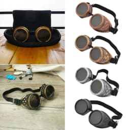 Steam Punk Sun Glasses Motorcycle Goggles with Spiked Rivets Vintage Round Cosplay Sunglasses for Cyber Goths Man and Woman