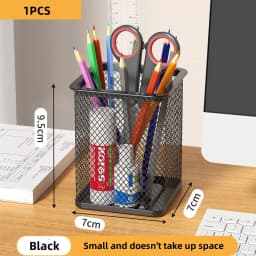 Container Desk Organizer Container Black Desktop Metal Pen Holders Mesh Pencil Cup Pen Case