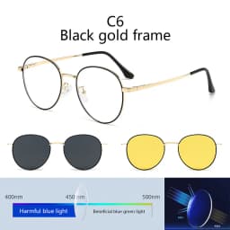 Roud Frame Polarized Sunglasses Magnetic With 2 Clips On Glasses Metal Frame Legs Optical Eyeglass Magnet Eyeglasses 3 IN 1