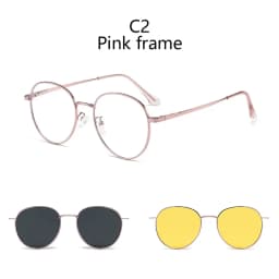 Roud Frame Polarized Sunglasses Magnetic With 2 Clips On Glasses Metal Frame Legs Optical Eyeglass Magnet Eyeglasses 3 IN 1