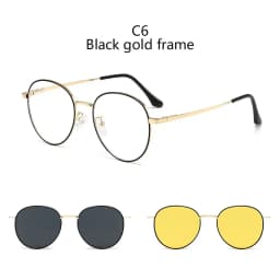 Roud Frame Polarized Sunglasses Magnetic With 2 Clips On Glasses Metal Frame Legs Optical Eyeglass Magnet Eyeglasses 3 IN 1