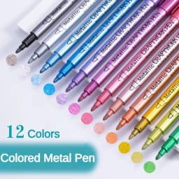 12 Color Metallic Marker Pen Resin Drawing Pen Acrylic Paint DIY Highlights Permanent Marker DIY Card Art Supplies Stationery