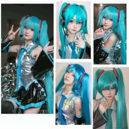 Synthetic Green Wig Cosplay Green Teal Wig Double Ponytail Wig Long Green Wig With Bangs Straight wig Kawaii Wig Miku Wig