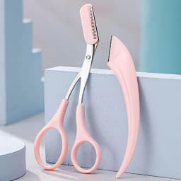 2Pcs/3Pcs Crescent Moon Eyebrow Trimmer Set, Stainless Steel Curved Eyebrow Razor Eyebrow Scissors With Comb