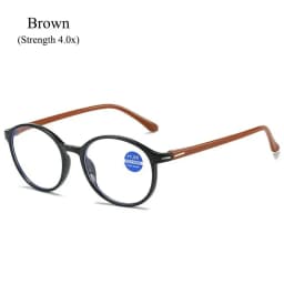 Retro Strength 1.0x ~ 4.0x Readers Presbyopia Eyeglasses Anti-blue Light Glasses Oval Frame Reading Glasses