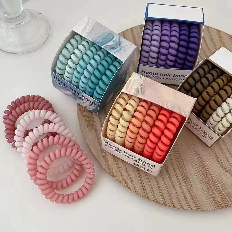 6pcs/set High Elastic Hair Ties Colorful Rubber Hair Rope Telephone Wire Ponytail Scrunchie Cute Girl Hair Accessories for Women