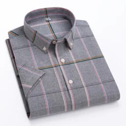 Larger Size 7XL 6XL Classic Men's Short Sleeve Shirt 100% Oxford Cotton Casual College Soft Plaid Stripe Solid Business Slim Fit