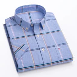 Larger Size 7XL 6XL Classic Men's Short Sleeve Shirt 100% Oxford Cotton Casual College Soft Plaid Stripe Solid Business Slim Fit