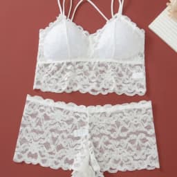 Women's Lace Non-wire Bra And Panties Set Transparent Low Rise Briefs Ultra-thin Comfort Underwear Female Bralette Lingerie Set
