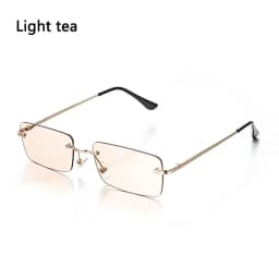 Trendy Punk Sunglasses Rimless Rectangle Sun Glasses for Men Women Fashion UV400 Driving Shades Frameless Gradient Eyewear