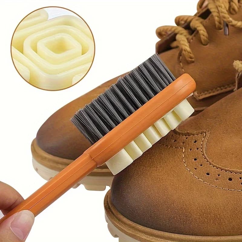 1Pc Revamp and Protect Your Suede: 2-in-1 Cleaning Eraser & Bristle Brush for Easy Scuff and Stain Removal – Essential Footwear