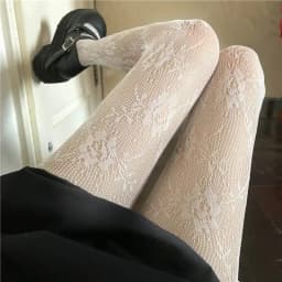 Kawaii Gothic Hollow Out Pantyhose Lolita Bow Knot Fishnet Stockings Women Spicy Girl Black White Sexy Thin Ins Tide Lace Tights