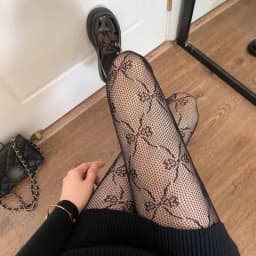 Kawaii Gothic Hollow Out Pantyhose Lolita Bow Knot Fishnet Stockings Women Spicy Girl Black White Sexy Thin Ins Tide Lace Tights