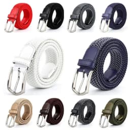 3.3cmX110cmX130cm 2024 High Quality New Men Elastic Braided Belt Casual Women Canvas Korean All Match Pin Buckle White Black