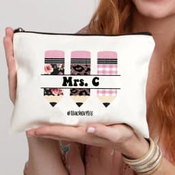 Teacher Name Custom Makeup Bag Best Graduation Gift for Teachers Pencil Case Back To School Gift for Teacher Women Purse
